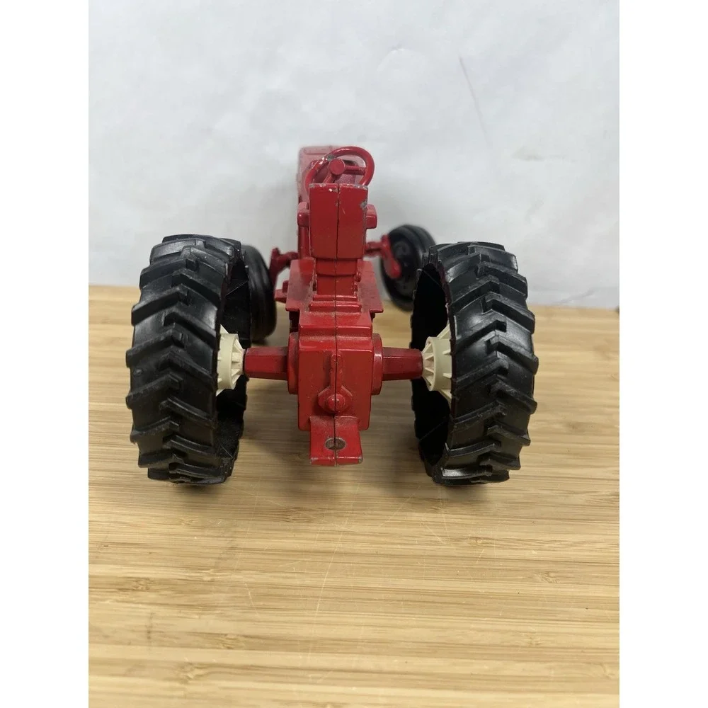 Vintage Red‎ Farm Tractor Toy Metal Diecast Steering Wheels Work